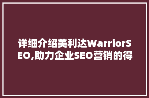 详细介绍美利达WarriorSEO,助力企业SEO营销的得力助手