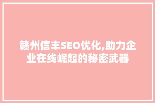 赣州信丰SEO优化,助力企业在线崛起的秘密武器