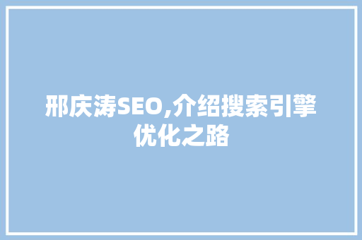 邢庆涛SEO,介绍搜索引擎优化之路