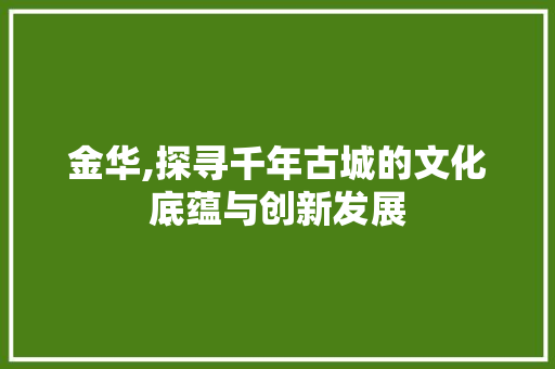 金华,探寻千年古城的文化底蕴与创新发展  第1张