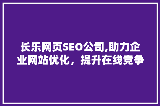 长乐网页SEO公司,助力企业网站优化，提升在线竞争力