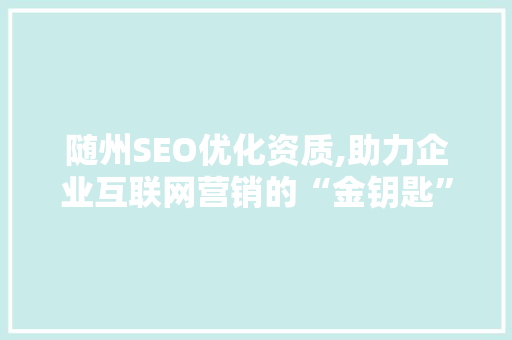 随州SEO优化资质,助力企业互联网营销的“金钥匙”