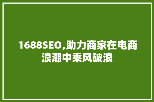 1688SEO,助力商家在电商浪潮中乘风破浪