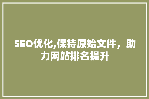 SEO优化,保持原始文件，助力网站排名提升