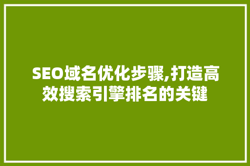 SEO域名优化步骤,打造高效搜索引擎排名的关键