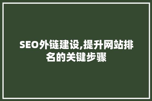 SEO外链建设,提升网站排名的关键步骤