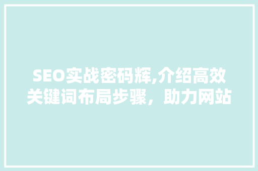 SEO实战密码辉,介绍高效关键词布局步骤，助力网站优化