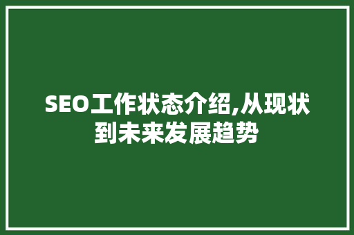 SEO工作状态介绍,从现状到未来发展趋势