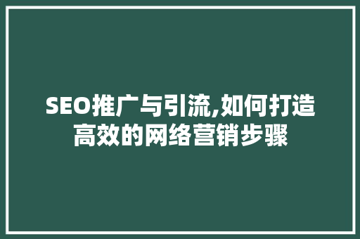 SEO推广与引流,如何打造高效的网络营销步骤
