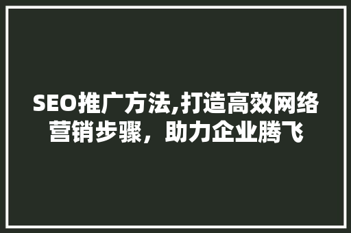 SEO推广方法,打造高效网络营销步骤，助力企业腾飞