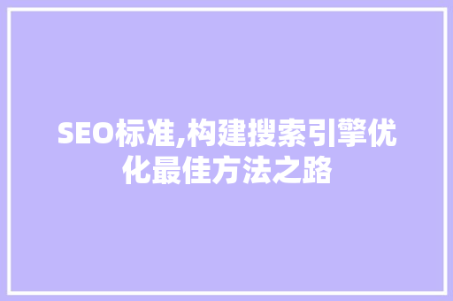 SEO标准,构建搜索引擎优化最佳方法之路
