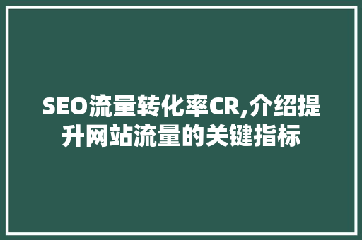 SEO流量转化率CR,介绍提升网站流量的关键指标