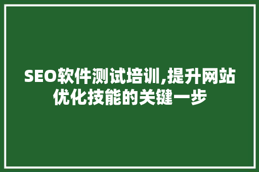 SEO软件测试培训,提升网站优化技能的关键一步  第1张
