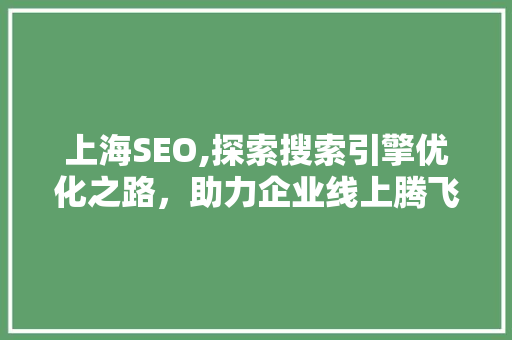 上海SEO,探索搜索引擎优化之路，助力企业线上腾飞