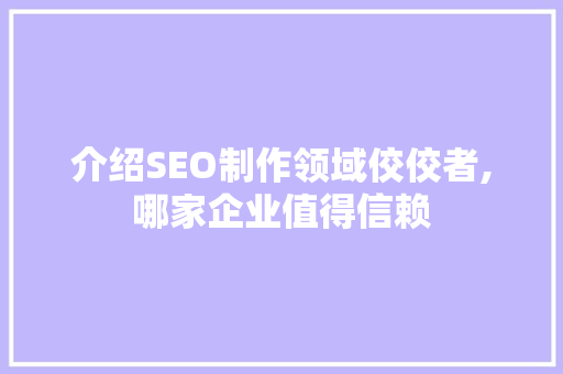 介绍SEO制作领域佼佼者,哪家企业值得信赖