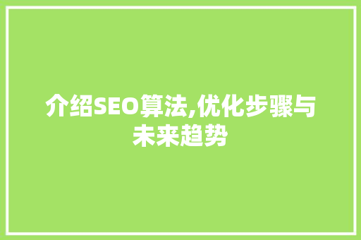 介绍SEO算法,优化步骤与未来趋势