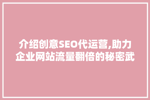 介绍创意SEO代运营,助力企业网站流量翻倍的秘密武器  第1张