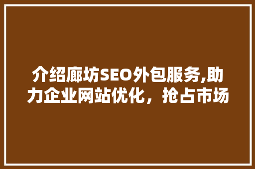 介绍廊坊SEO外包服务,助力企业网站优化，抢占市场先机