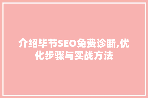介绍毕节SEO免费诊断,优化步骤与实战方法