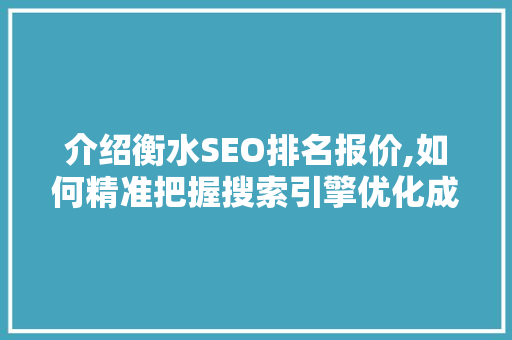 介绍衡水SEO排名报价,如何精准把握搜索引擎优化成本