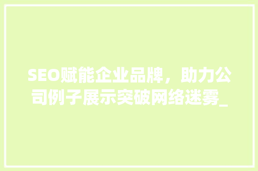 SEO赋能企业品牌，助力公司例子展示突破网络迷雾_以X公司为例