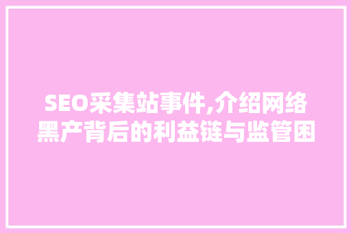 SEO采集站事件,介绍网络黑产背后的利益链与监管困境