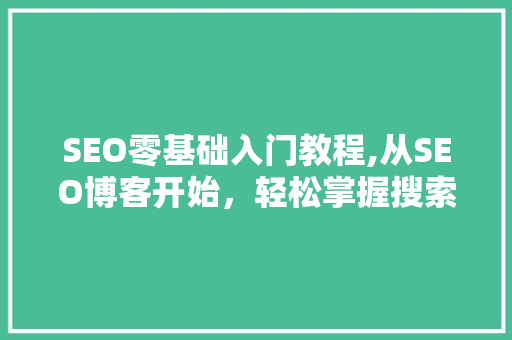 SEO零基础入门教程,从SEO博客开始，轻松掌握搜索引擎优化方法