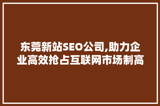 东莞新站SEO公司,助力企业高效抢占互联网市场制高点