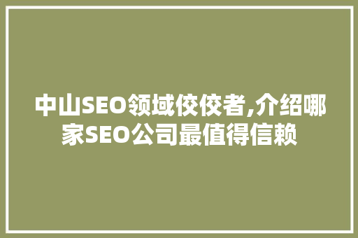 中山SEO领域佼佼者,介绍哪家SEO公司最值得信赖