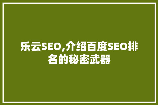 乐云SEO,介绍百度SEO排名的秘密武器