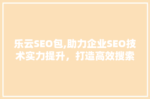 乐云SEO包,助力企业SEO技术实力提升，打造高效搜索引擎优化步骤