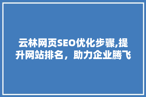 云林网页SEO优化步骤,提升网站排名，助力企业腾飞