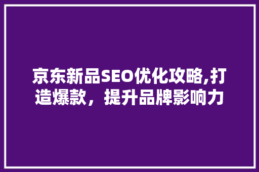 京东新品SEO优化攻略,打造爆款，提升品牌影响力