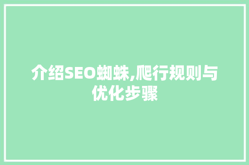 介绍SEO蜘蛛,爬行规则与优化步骤