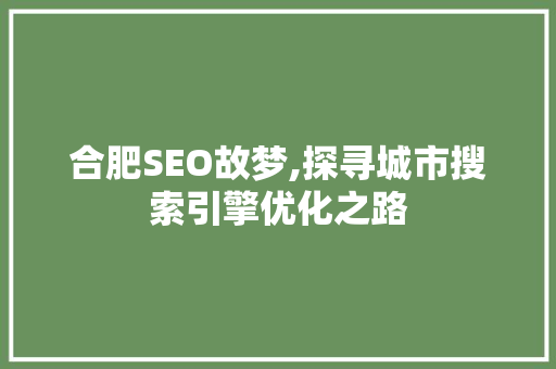 合肥SEO故梦,探寻城市搜索引擎优化之路