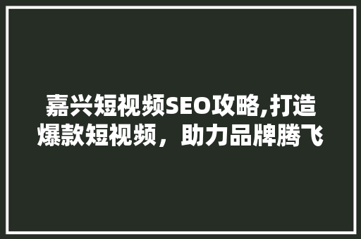 嘉兴短视频SEO攻略,打造爆款短视频，助力品牌腾飞