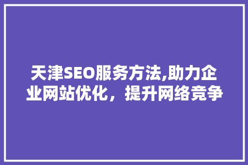 天津SEO服务方法,助力企业网站优化，提升网络竞争力