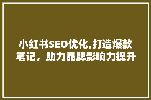 小红书SEO优化,打造爆款笔记，助力品牌影响力提升