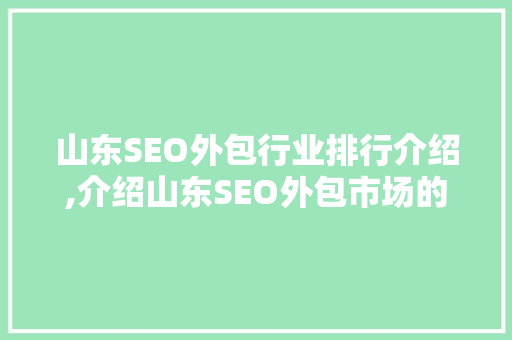 山东SEO外包行业排行介绍,介绍山东SEO外包市场的领军企业