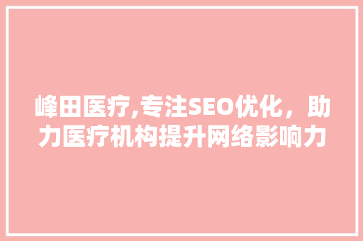 峰田医疗,专注SEO优化，助力医疗机构提升网络影响力