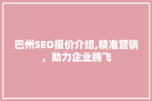 巴州SEO报价介绍,精准营销，助力企业腾飞