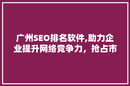 广州SEO排名软件,助力企业提升网络竞争力，抢占市场先机