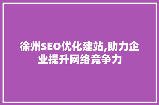 徐州SEO优化建站,助力企业提升网络竞争力