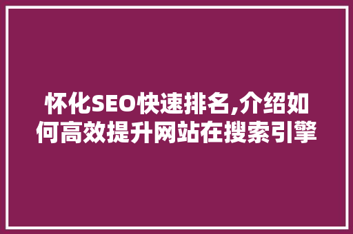 怀化SEO快速排名,介绍如何高效提升网站在搜索引擎中的地位