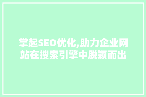 掌起SEO优化,助力企业网站在搜索引擎中脱颖而出