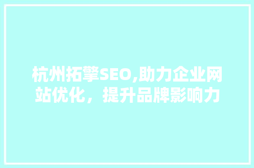 杭州拓擎SEO,助力企业网站优化，提升品牌影响力