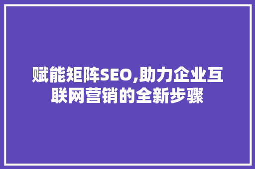 赋能矩阵SEO,助力企业互联网营销的全新步骤