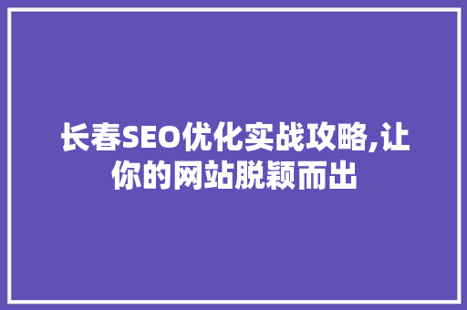 长春SEO优化实战攻略,让你的网站脱颖而出