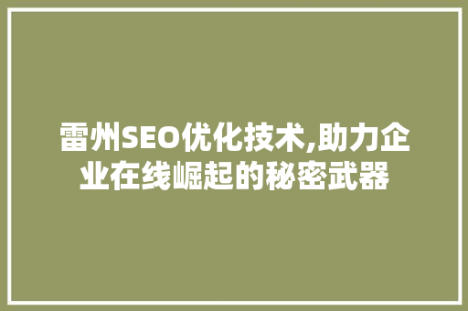 雷州SEO优化技术,助力企业在线崛起的秘密武器  第1张
