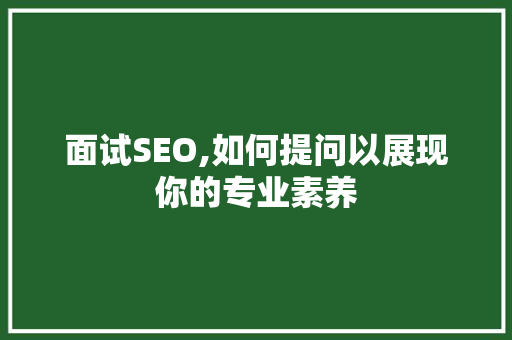 面试SEO,如何提问以展现你的专业素养